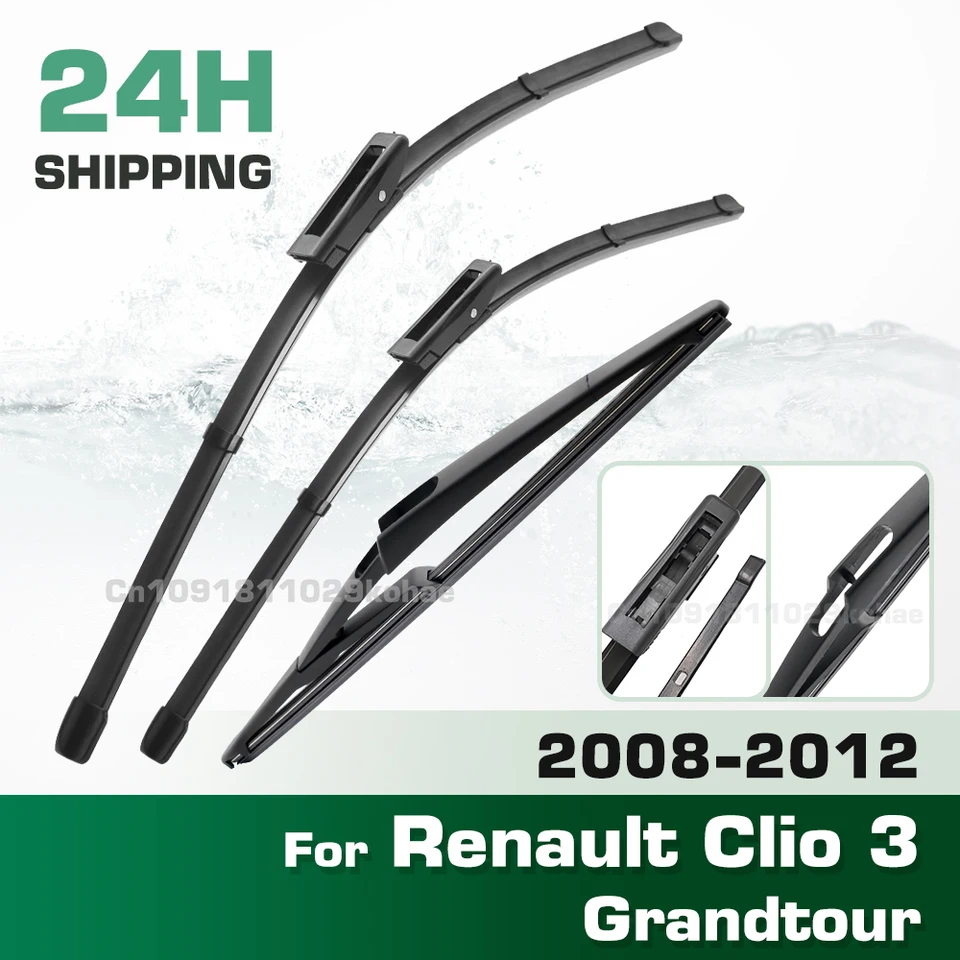 Greatroad Wiper LHD & RHD predné a zadné stieračové čepele nastavené pre Renault Clio 3 Grandtour 2008 - 2012