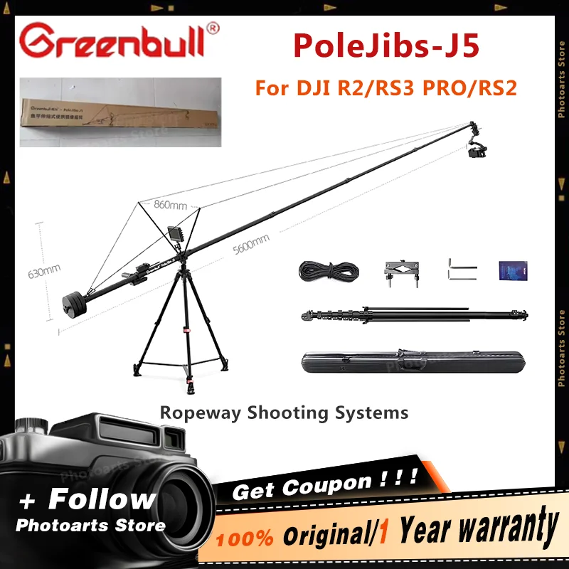 Greenbull PoleJibs-J5 Jib Prenosné rameno DSLR Camera Jib Arm Arm pre DJi R2 RS3 Pro RS2