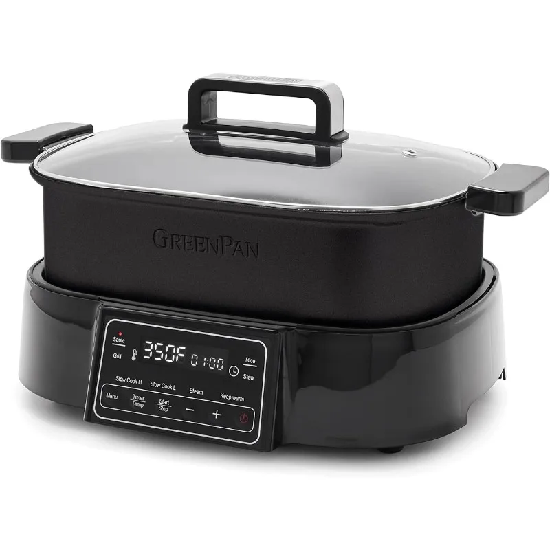 Greenpan 6.5QT Multi-Cooker Skille Grill & Slow Cooker, predvoľby 8-v-1 na opečú