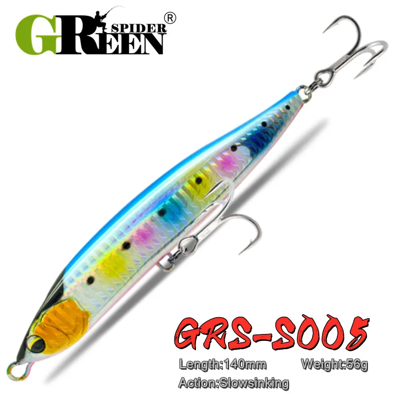 Greenspider 140 mm/56g potápanie ceruzky Návretie Stickbait Blues Slim Long Casting Rybolov Wobbler pre morské rybárske náradie