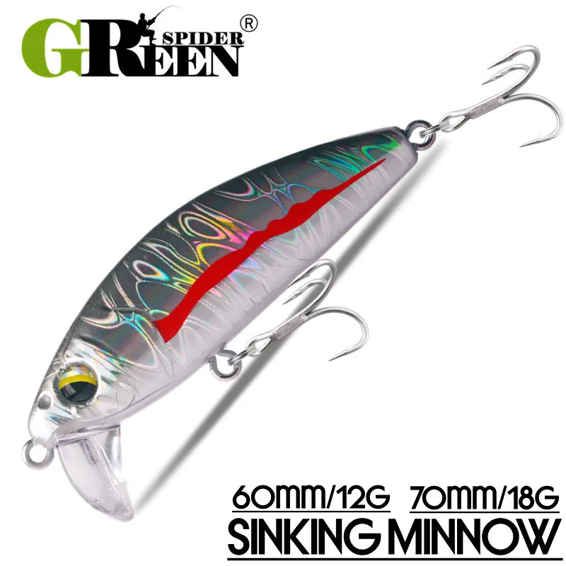Greenspider 60 cm 12g 7cm 18g Minnow Poinking Mini Wobbler Fishing Lure Artificial Hard návnada Pstruh