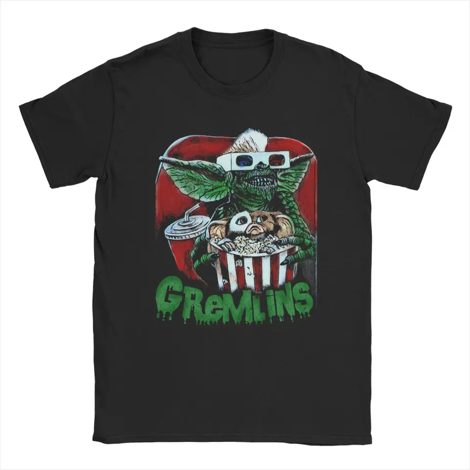 Gremlins Pánske tričká Gizmo 80s Movie Vintage Tee Trikes s krátkym rukávom okrúhly krk tričká 100% bavlnené klasické topy