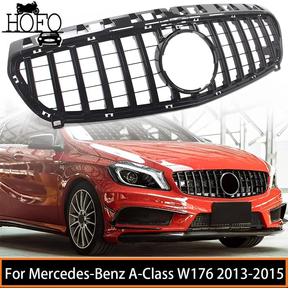 Grile predného nárazníka Black GT-R Grill pre Mercedes-Benz A Class W176 2013 2014 2015 A180 A200 A250