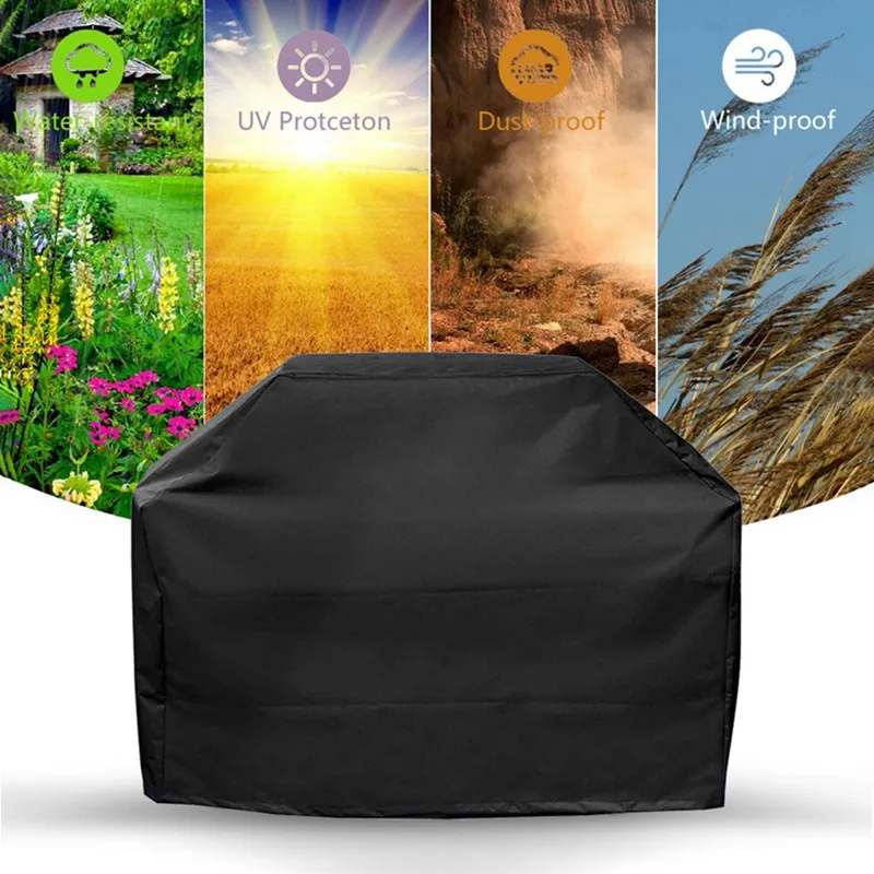 Grill Cover BBQ Canvas Cover Protect Ochranná prachová dažďová handrička Žiadne blednutie pokrytia štvorcovej valcovej valcovej viacerých veľkostí