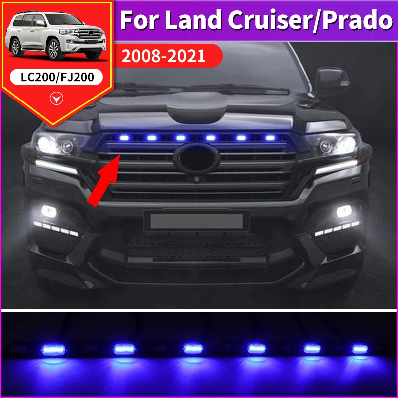 Grille žltá a modrá šírka svetla pre šírku Toyota Land Cruiser 200 LC200 2021-2008 2020 Vonkajšia dekorácia LED predné hmlové svetlo