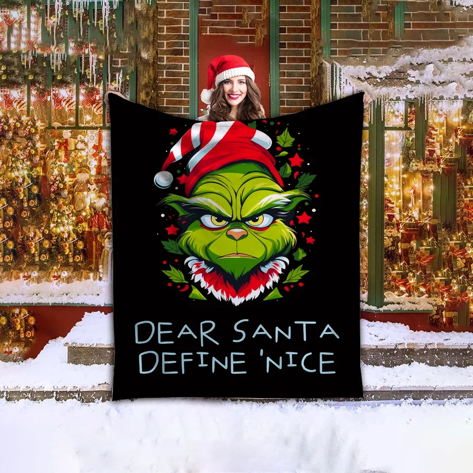 Grinch hodí prikrývku King Veľkosť Vlastné prikrývky a hodí teplé prikrývky pre studenú koleno prikrývku nadmerne nadmerne 200x300 luxusnej posteľnej bielizne