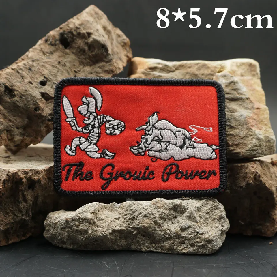 Grouic Power vyšívané záplaty Aplikácia šijací štítok Punk Biker Band Rock Clothge Sadge s podložkou háčika alebo šiť