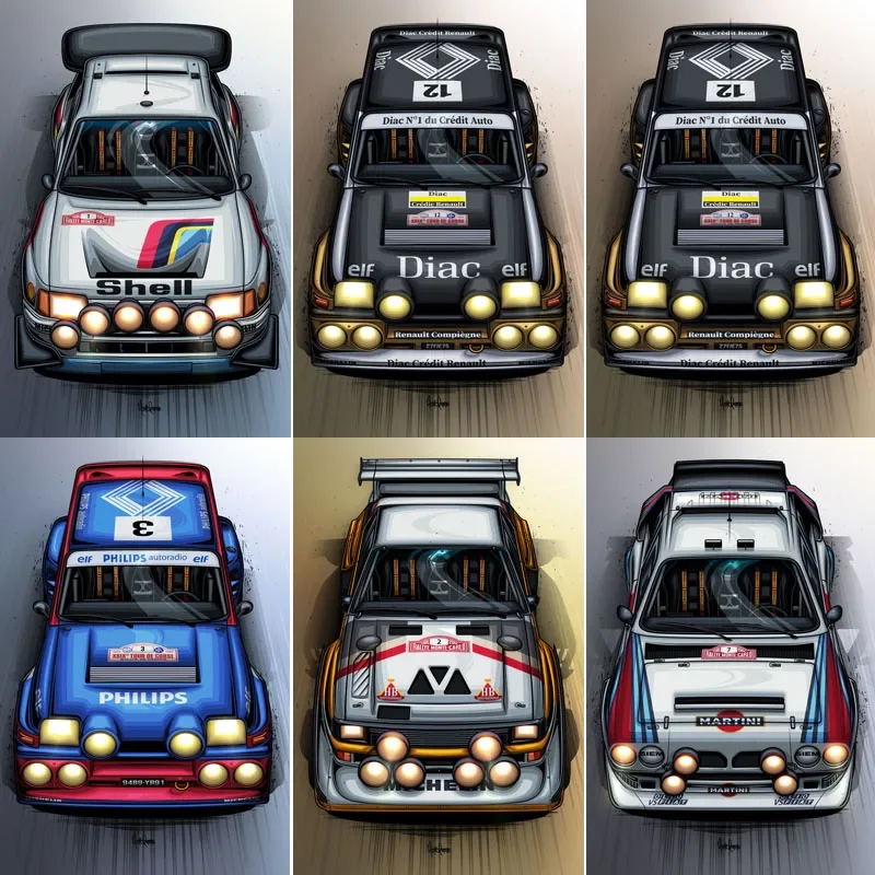 Group B Rally Legends Renault 5 Maxi Turbo Art Plagáty kovová značka Garážová miestnosť nástenné umelecké dekorácie Vlastné cínové vinobranie domáce dekorácie