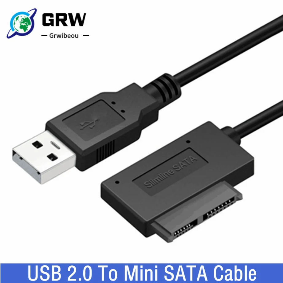 GRWIBEOU USB 2.0 až MINI SATA II 7+6 13PIN KABEL ADAPTÁTOR CONVERTER PRE NAPLAKOVÝCH CD/DVD ROM Slimline Drive Converter HDD CADDY