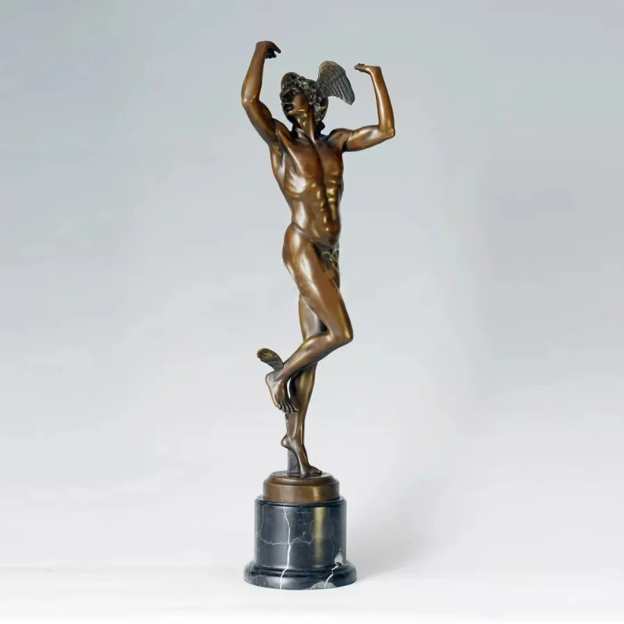 Grécka Hermes Rímska ortuťová socha mýtus Mýtus obchod boh Boh Socha bronz nádherná starožitná umelecká socha domáca kancelária dekorácia