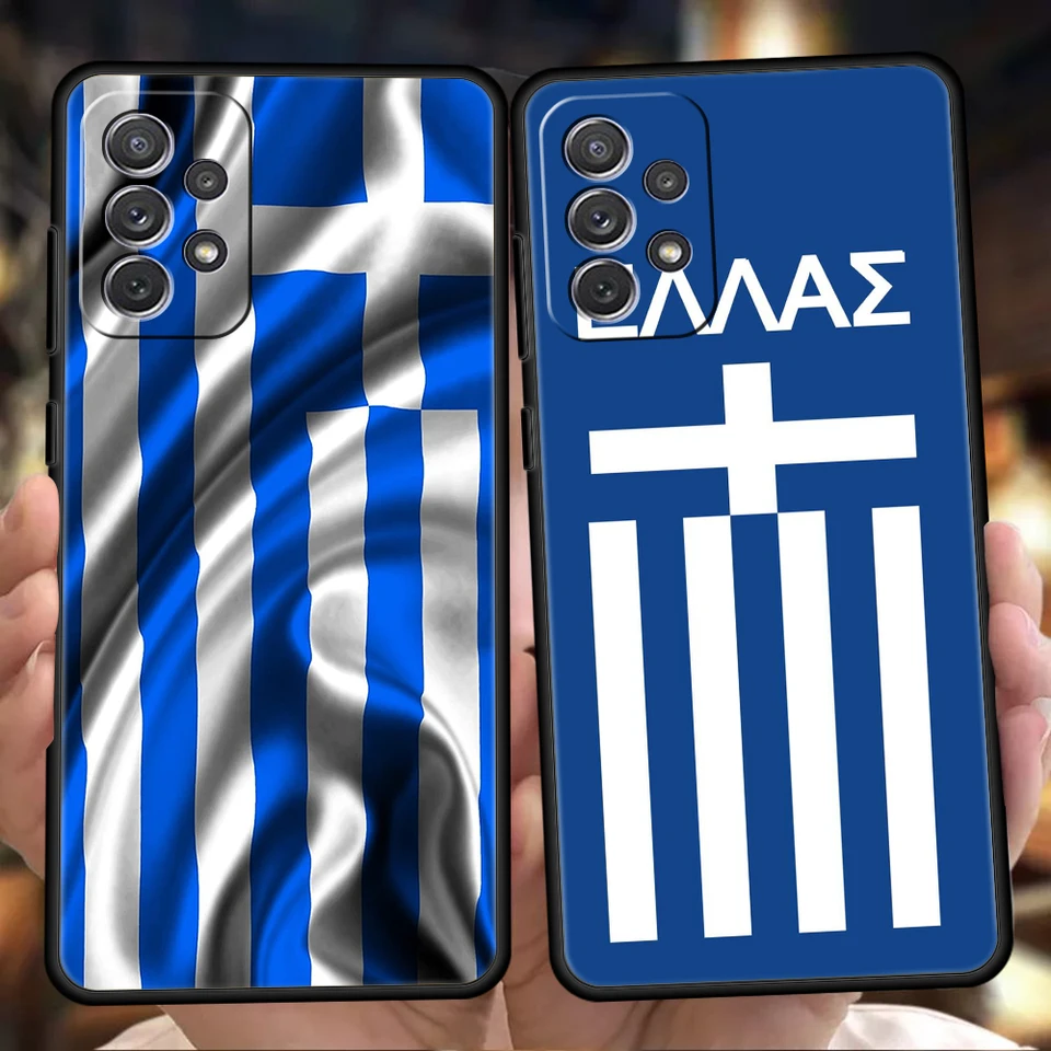 Grécko grécke vlajkové puzdro pre telefón Samsung Galaxy A55 A35 A15 A14 A25 A54 A51 A71 A72 A73 A32 A52 A52S A41 5G Soft TPU Shell Capas