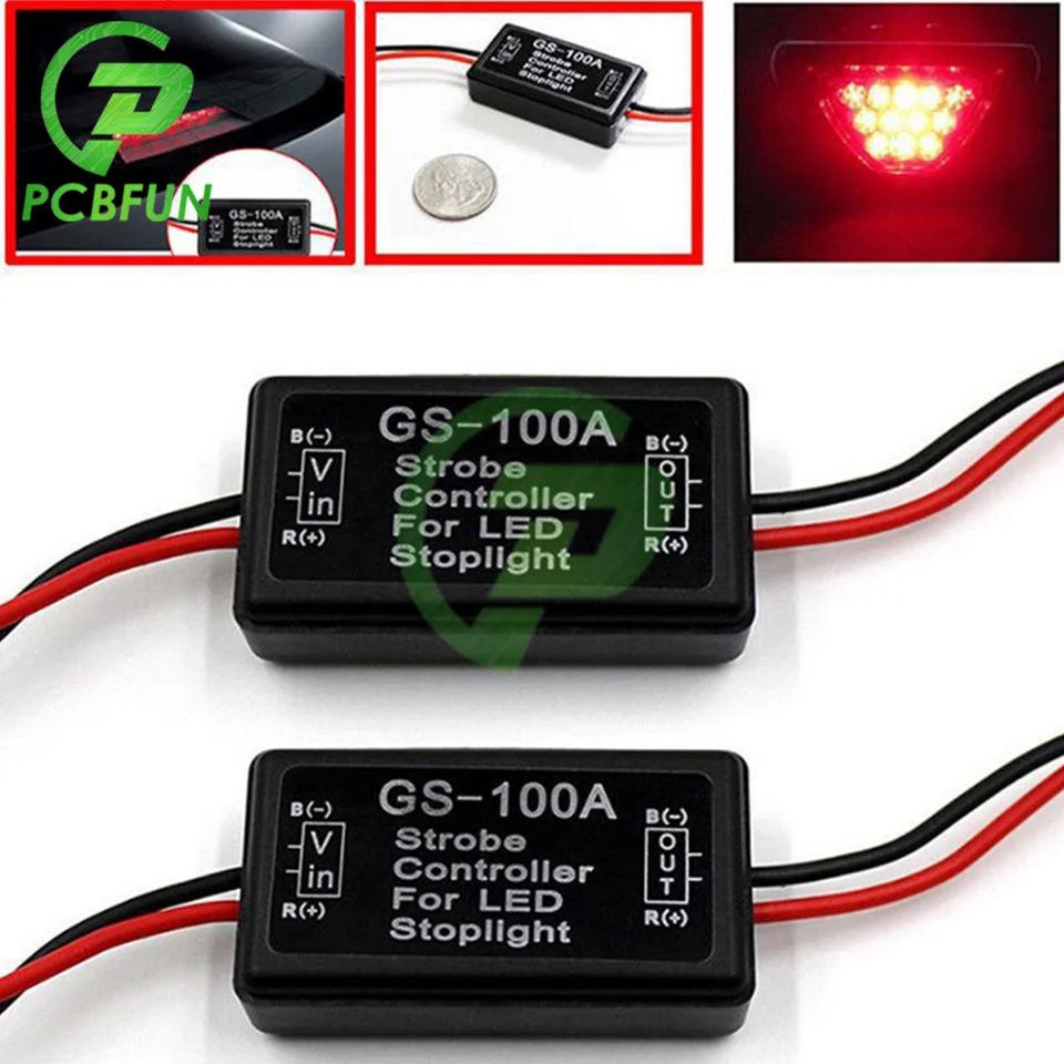GS-100A FLASE Strobe ovládač brzdového svetla BLASER MODUL pre brzdovú lampu LED LED svetlo LAMP DC 12-24V 2A 24W