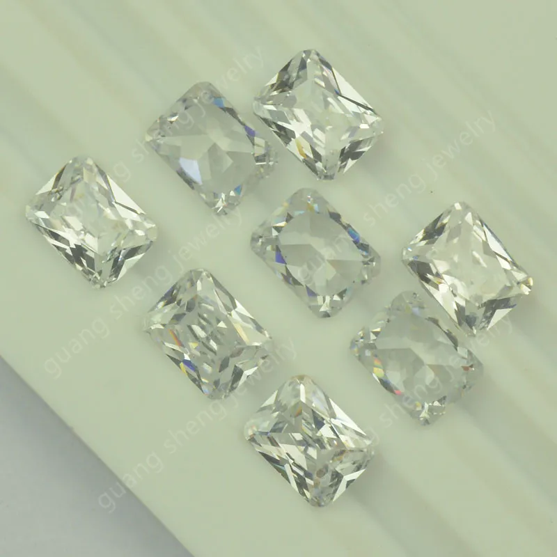 GS Sale 3x5 ~ 8x10 mm priehľadné biele 12# corundum kameň obdĺžnik Cut Octhangle Tvar voľného korundum bieleho zafírskeho drahokamu