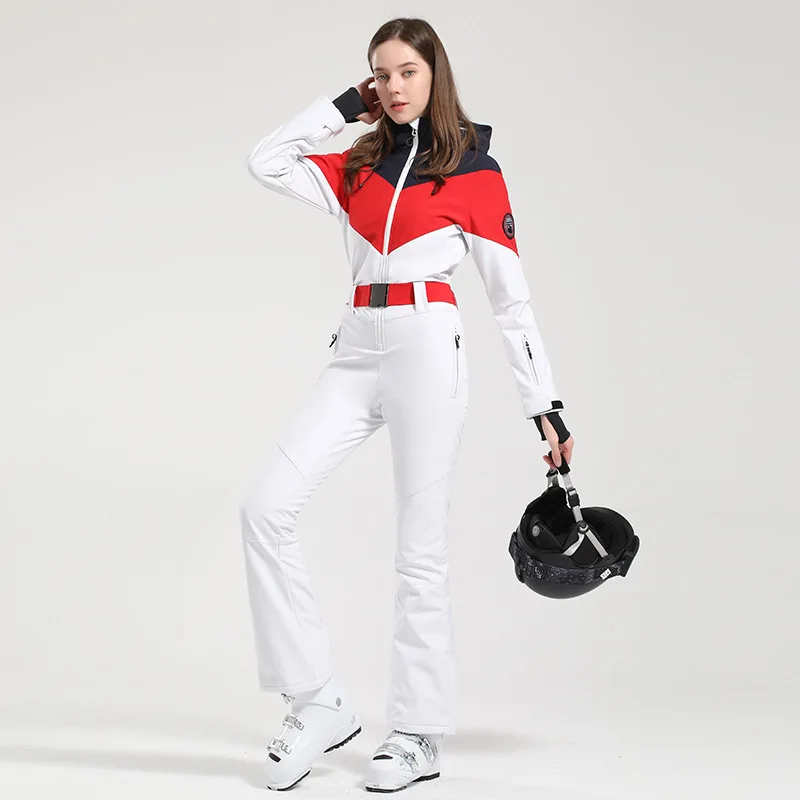 Gsou Snow Ski Suits for Women Windproof Husté, športové snowboardingové jednotlivé súpravy Izolácie vodotesné lyžiarske kombinézy