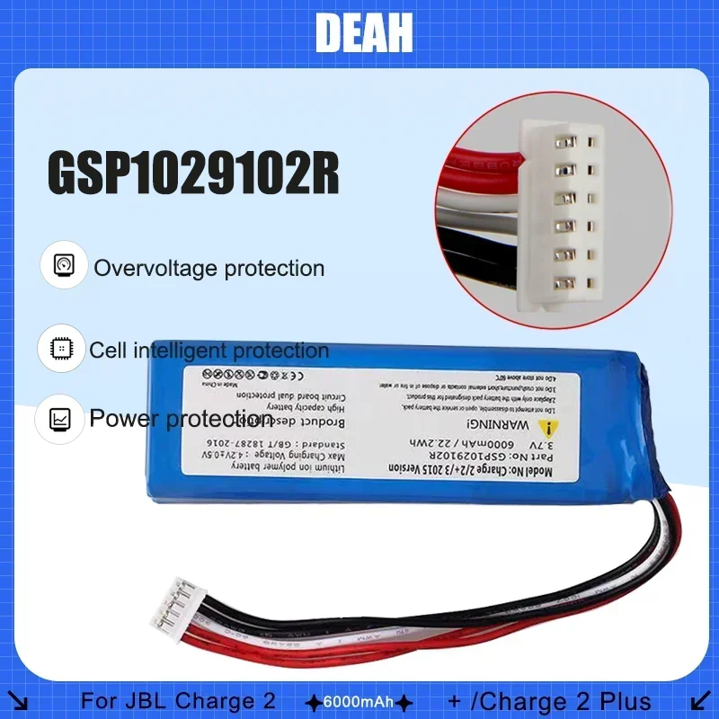 GSP1029102R 3,7V 6000 mAh Výmena batérie pre nabíjanie JBL 2 plus 2Plus nabíjanie 2+ nabíjanie 3 2015 Verzia Nabíjateľná batéria