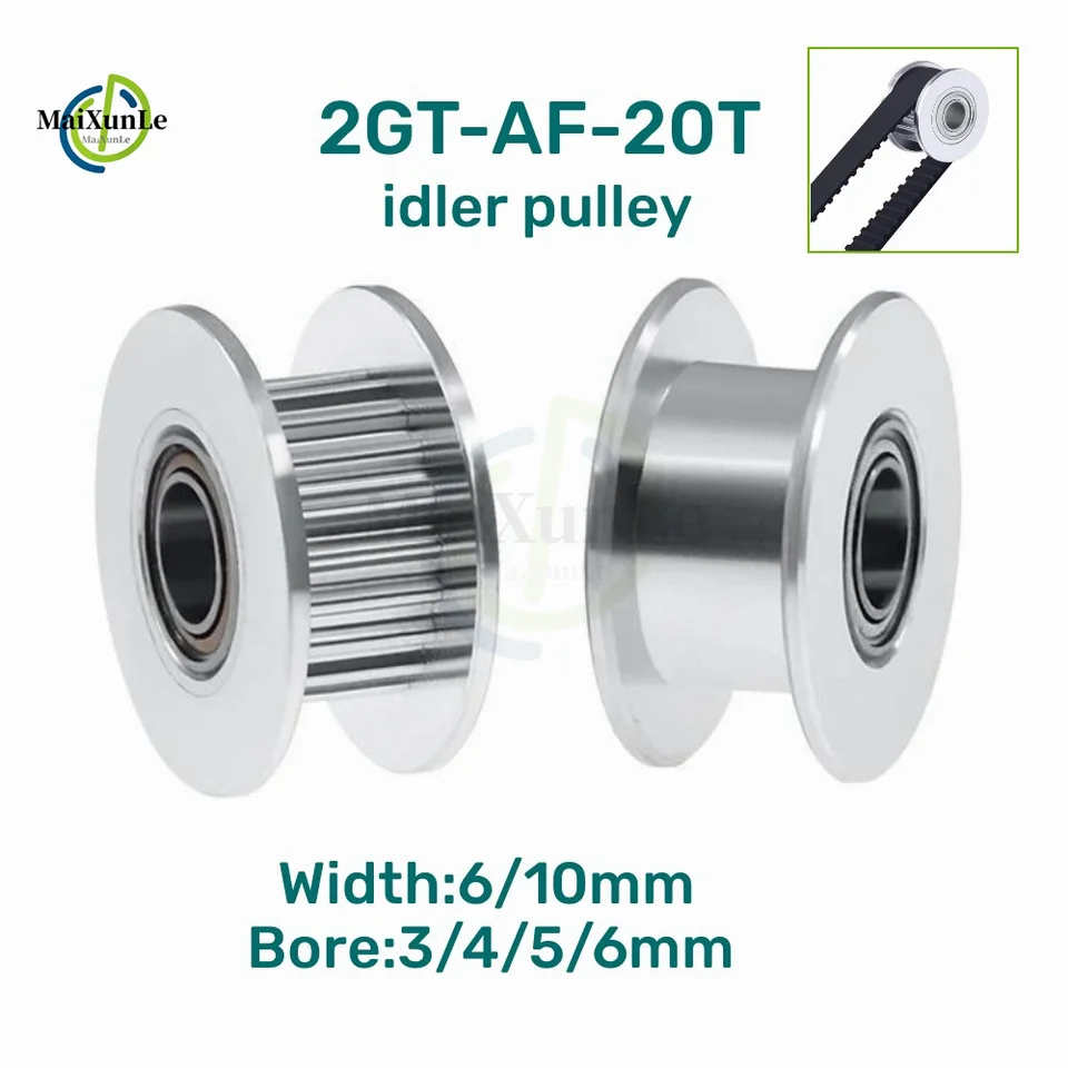 GT2 2GT Časová kladka kladka kladky Strieborné 20 zubov AF Typ otvor 3/4/5/6 mm pre šírku 6/10 mm pás 3D Časti tlačiarne