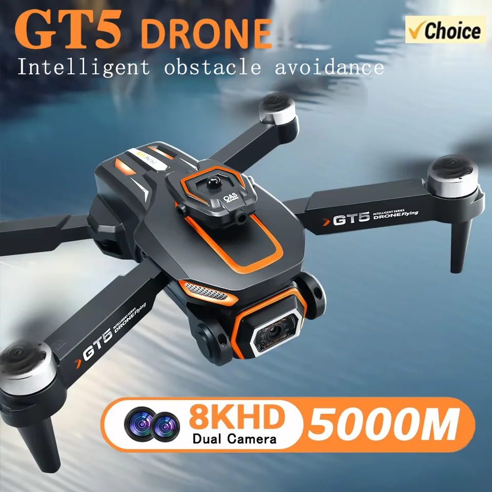 GT5 Dron Professional 8K HD Dual Camera GPS GPS polohovanie bez prekážok, ktoré sa vyhýbajú prekážkam, skladacie diaľkové ovládanie štvorkoliek