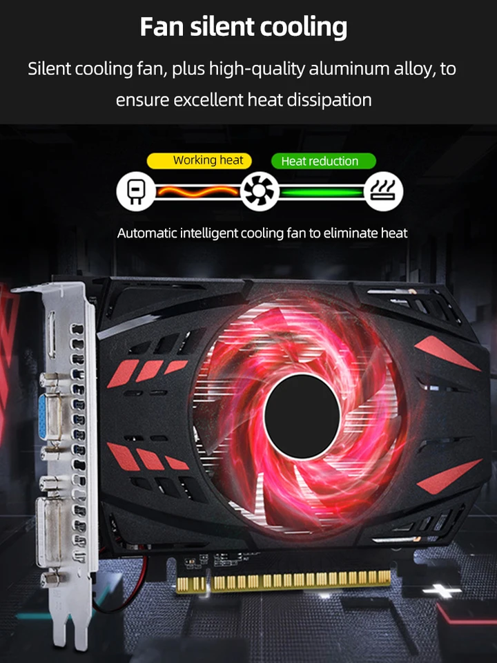 GT730 Desktop PC Graphics Cards HD+VGA+DVI DDR3 4GB Nízko profil Grafická karta 128 bitových počítačových grafických kariet s chladiacim ventilátorom