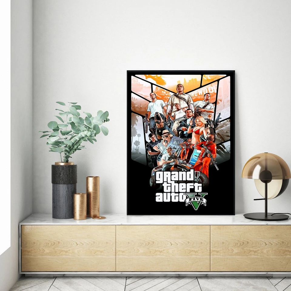 GTA V Game Plagát Domáca dekorácia nástenná maľba (bez rámu)