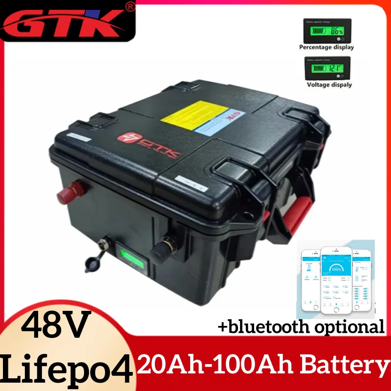GTK 48V 20AH 30AH 40AH 50AH 60AH 80AH 100AH ​​LIFEPO4 lítium batérie pre 1KW 2KW 4KW SOLASNÉ PANEL RV Backup