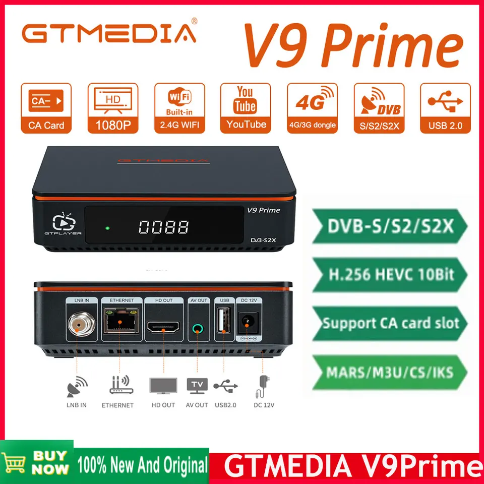 GTMEDIA V9 Prime DVB-S/S2/S2X satelitný prijímač H.265 HEVC 10BIT 1080P FHD Mars/ECAM/LACAM/CCAM/M3U/CS/IKS, AVS+, VCM/ACM TV box