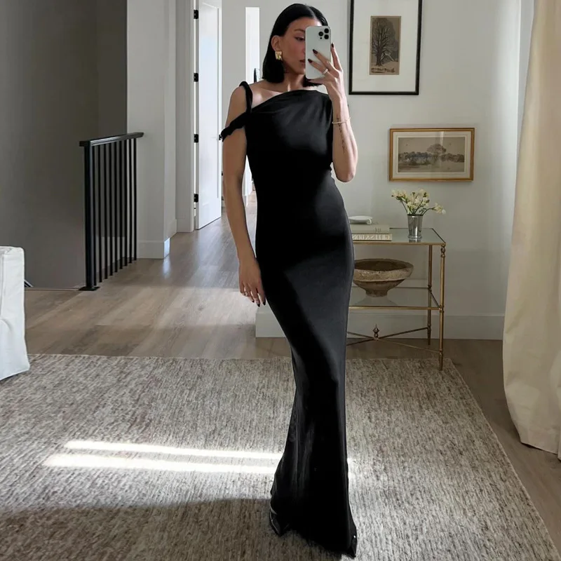 Gtpdpllt asymetrické zvraty jedno rameno maxi dlhy Kylie Jenner Outfits Elegantné sexy letné párty šaty pre ženy 2024