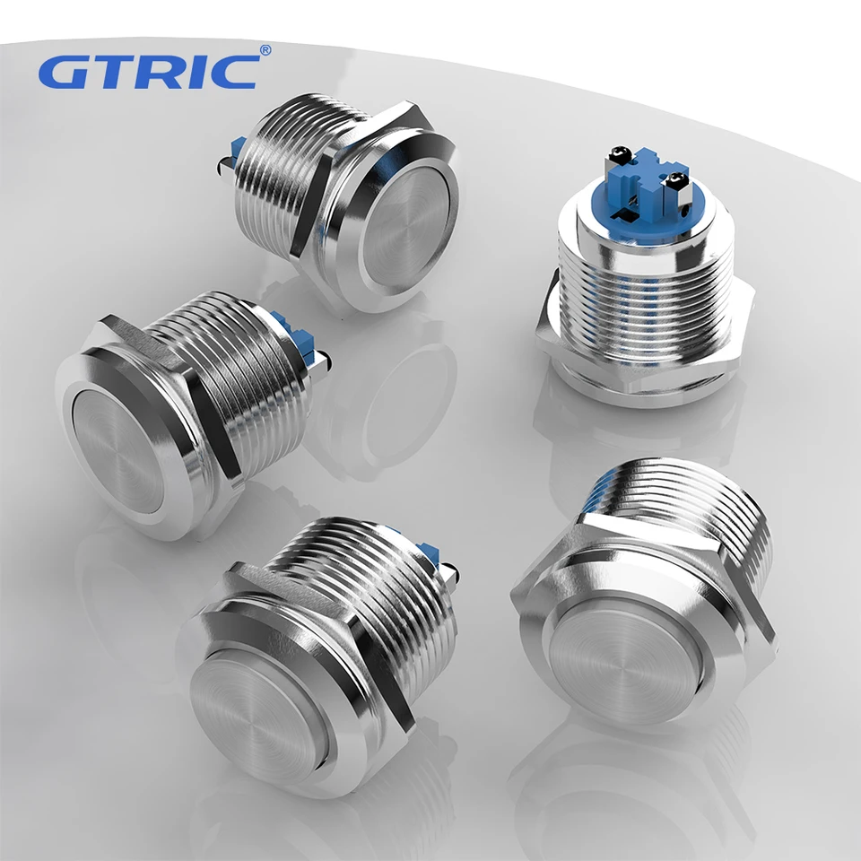 Gtric kovový spínač tlačidla spínač skrutky skrutkovača 16/19/22 mm 1NO Self-Locking Self-Reseting Motor Dverne Bell PC PC PATČ