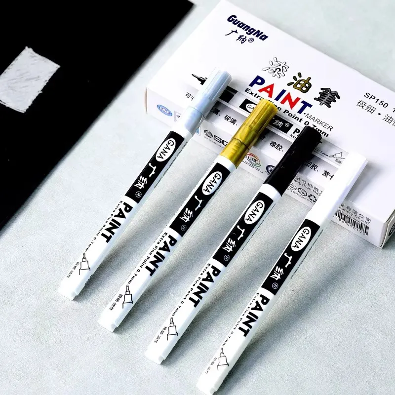 Guangna 4ks/set olej na báze oleja Personálne nátery na farby 0,7 mm extra jemná nepremokavá, pre maľovanie na skaly, drevo, kov, plátno