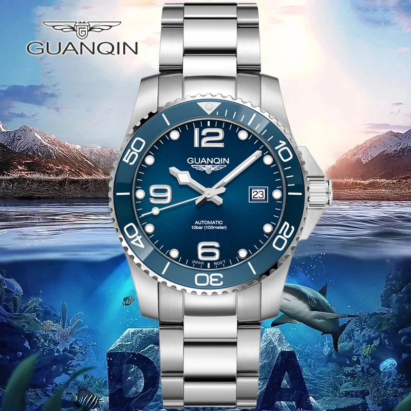 Guanqin 2023 Pánske hodinky Top značky Luxusné mechanické automatické hodinky Pánske Sapphire NH35 Sport Watch for Men Wreater