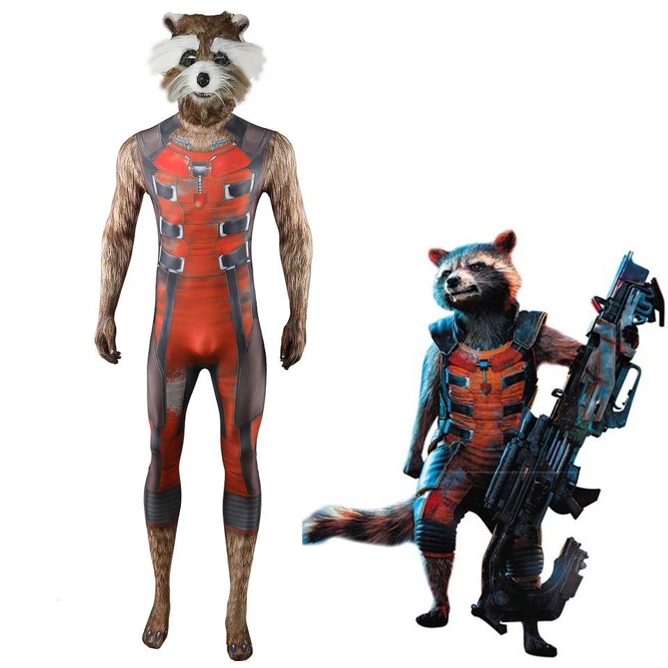 Guardians of the Galaxy 3 Cosplay kostým Superhrdinové raketové mývalo a maska ​​Spandex Zenzai Suits Halloween kostým Halloween