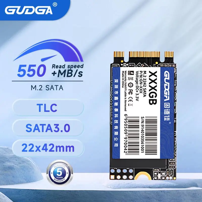 Gudga M2 SATA 2242 SSD SATA3 128 GB 256 GB 512 GB NGFF Interný tuhý stav pevných diskov TLC pre laptop DestPad ThinkPad