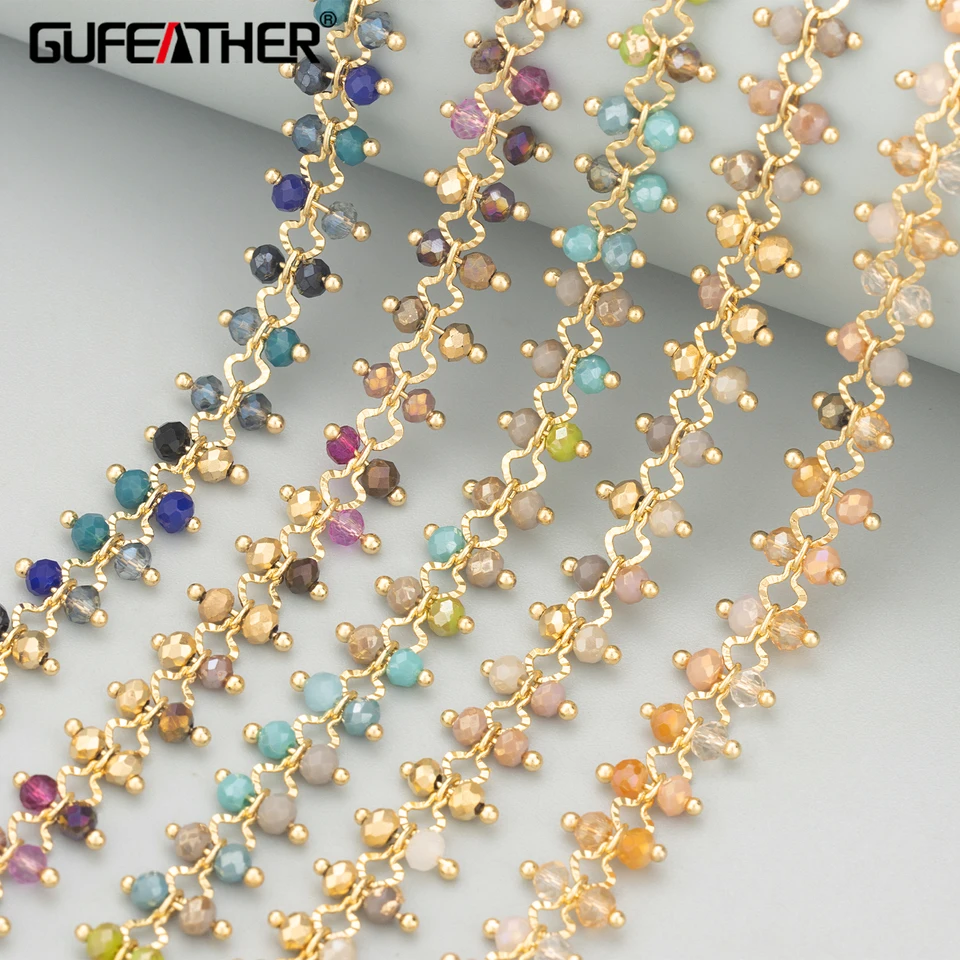 Gufeather, 1m/lot, C400, reťaz, 18k zlatá, meď, prírodný kameň, bez niklu, ručne vyrobený, náhrdelník s náramkami pre domácich majstrov, šperky