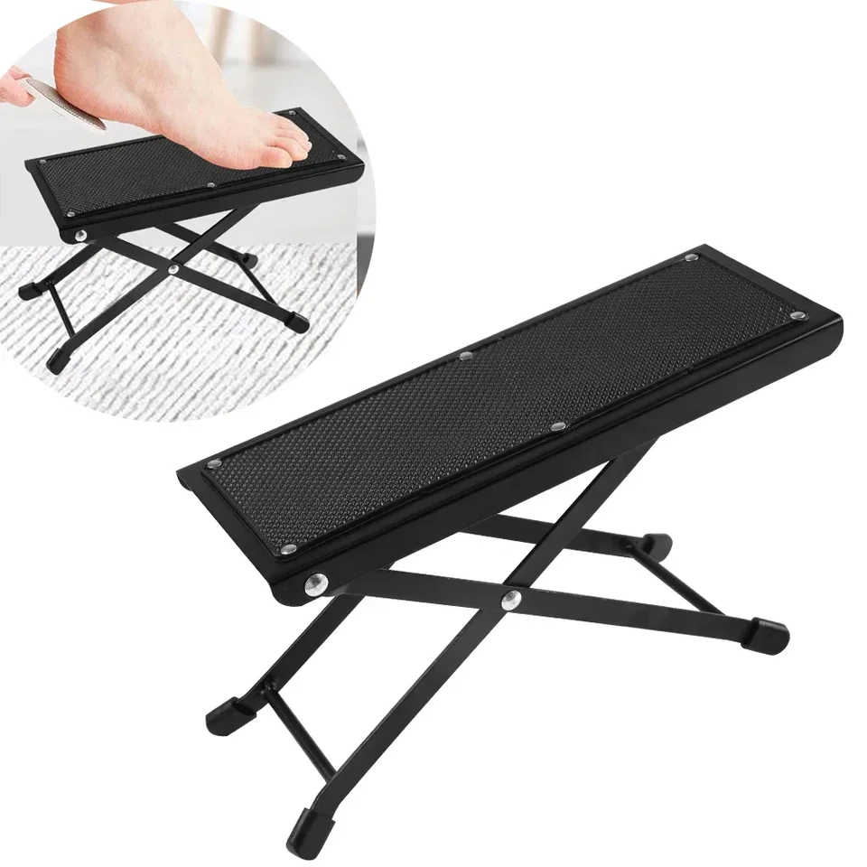 Guitar Footrest Pedál Pedál Kovová doska Čierna výška nastaviteľná nekĺzavá podložka skladacia podperná stolička Guitar Parts príslušenstvo