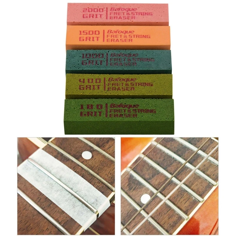 Guitarové leštiace leštiace guma Abraizívny gumový blok leštiaci pražcový drôt 180 a 400 a 1000 a 1500 a 2000 a 2000 súpravy 5ks súprav 5ks