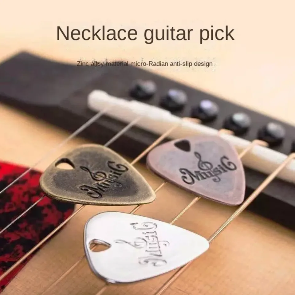 Guitarový náhrdelník sprostredkovateľa vyberajte trojuholník gestá kovové gitarové plectrum adhézne basové gitarové prsty shrapnel ukulele