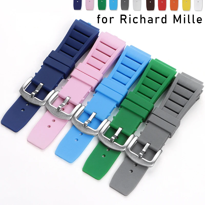 Gumová hodinová skupina pre Richard Mille 21 mm*17 mm mäkký silikónový športový popruh nepremokavý priedušný náramok na náramok