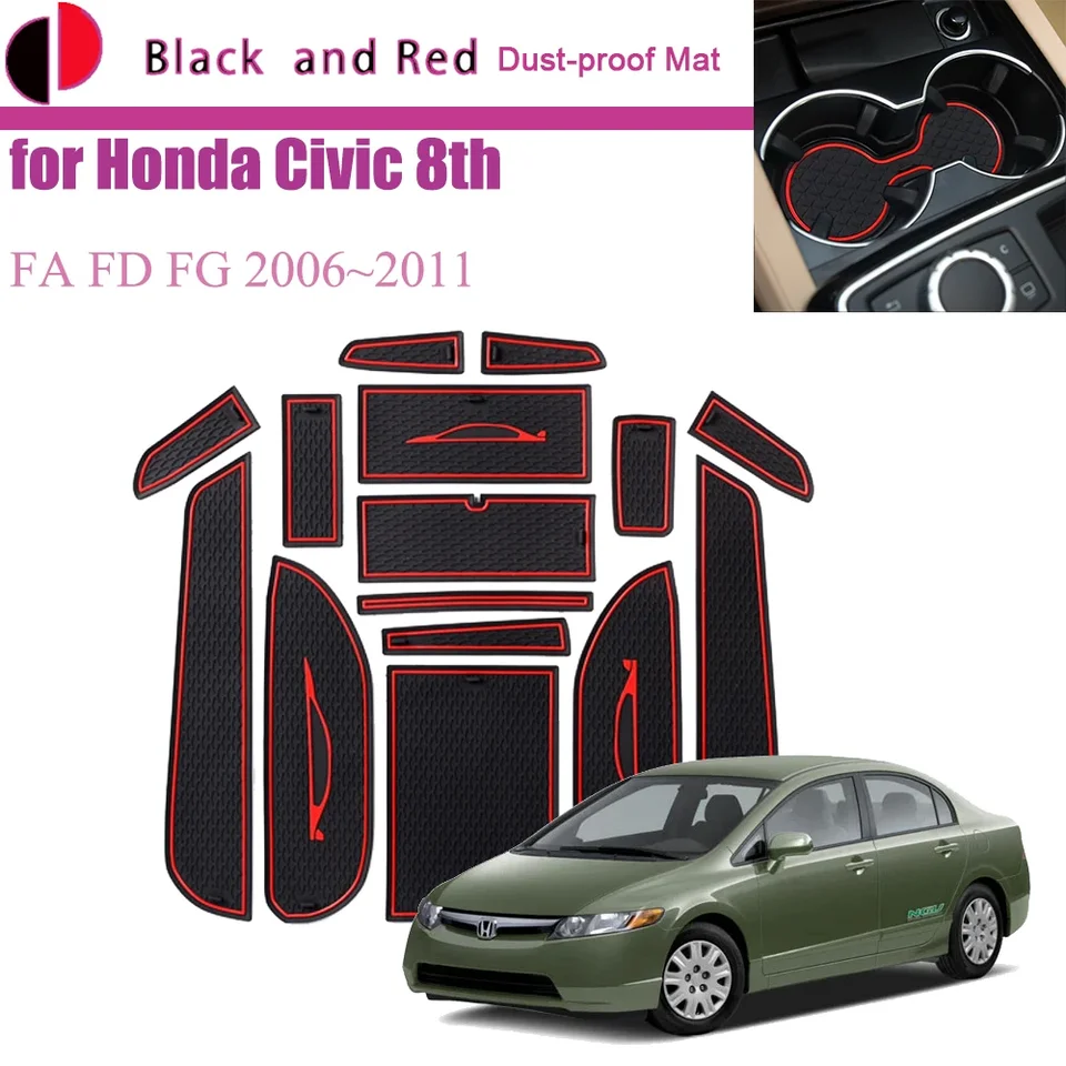 Gumová mata do dverí drážková dráha pre honda Civic FA FD FG Acura CSX 8. 2006 ~ 2010 GATE STOLE Vnútorná prachová nálepka Automatické