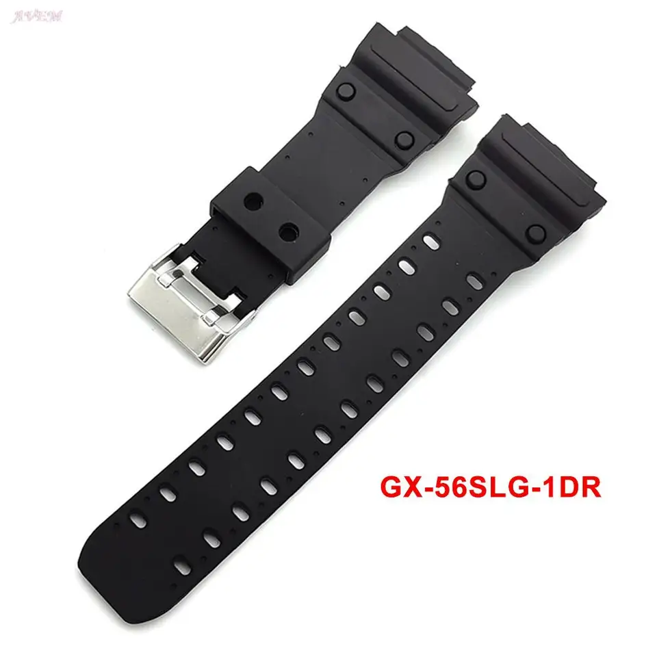 Gumové hodinky pre remienok pre Casio G-Shock GX-56SLG-1DR Čierny silikónový plastový pásik zápästia Men športovo vodotesné náramky