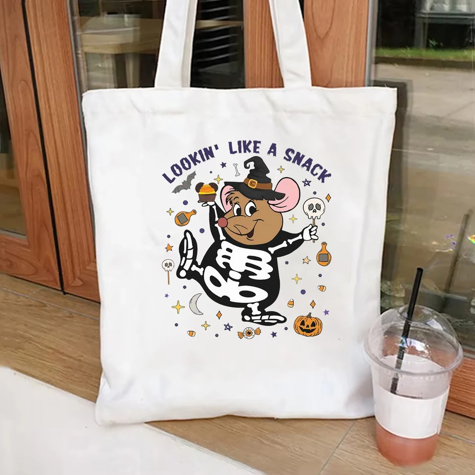 Gus gus myš kostra vyzerá ako občerstvenie Halloween Candy Tote Bag Cinderella Halloween Bag Disney Tote Bag Disney