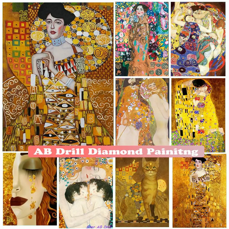 Gustav Klimt 5D DIY Diamond Art Paľba mozaiky dvojčatá dieťa spánok v mama rukoväť krížový steh súprava