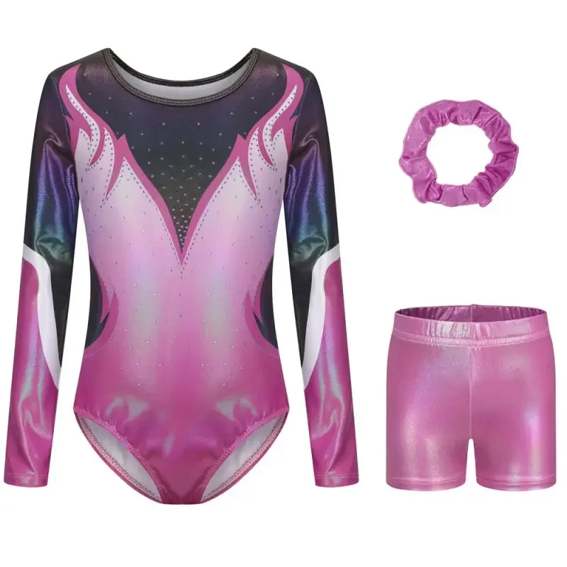 Gymnastika pre deti Gymnastika Sport Dance Dance Set Sada kombinézov fantastické tlačové vrcholy Tops Dancewear