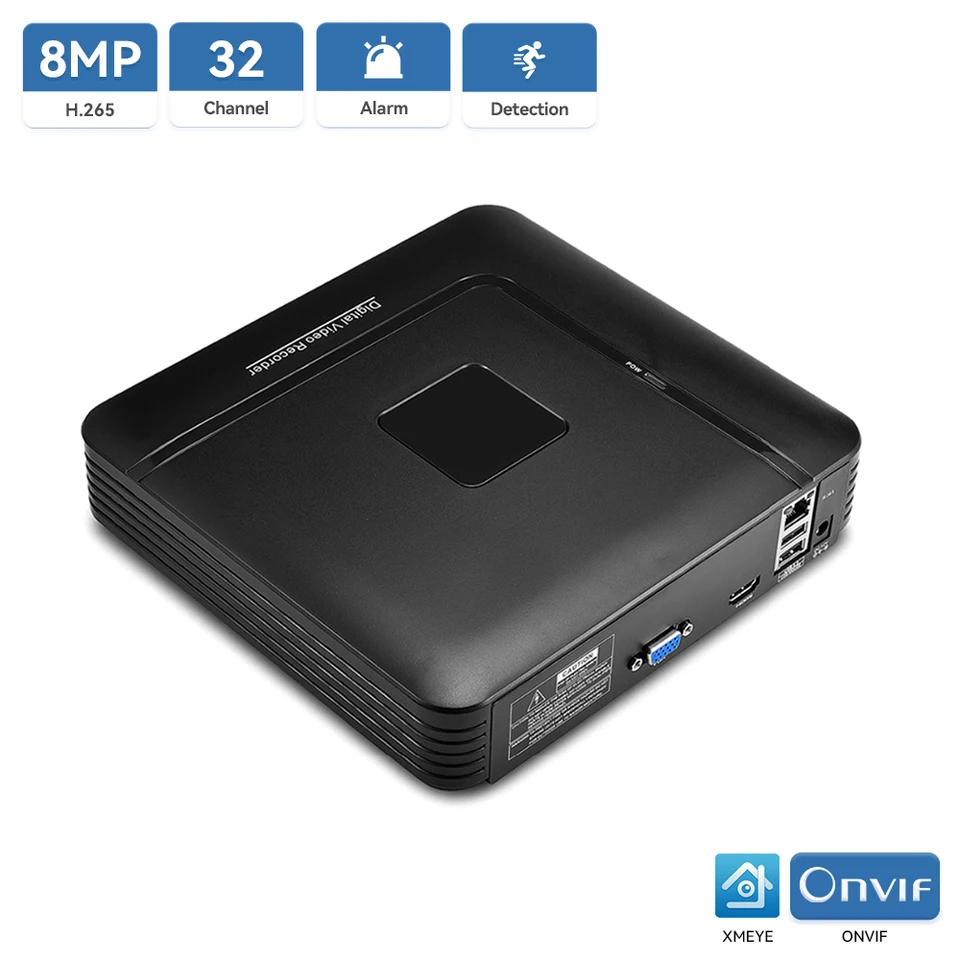 H.265 CCTV 4K NVR 9CH/16CH/32CH 8MP MINI ONVIF Network Video Recorder Detector Detection E -mail, tj Cloud max 4k Video Výstup