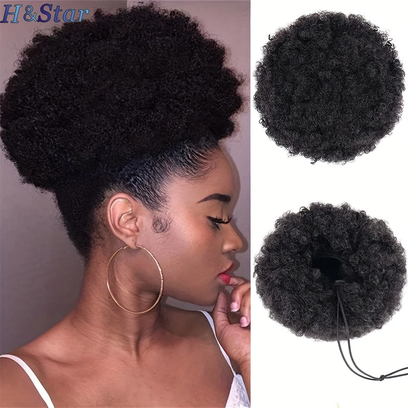 H & hviezda Syntetický afro Puff Recoffring Curly Bun predlžovanie prírodných postiche chignon účesy falošné vlasy