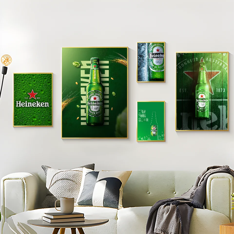 H-heineken B-bebida Kvalitné výtlačky a plagáty nepremokavé papierové nálepka kaviareň Plagáty na stenu nálepky na stenu