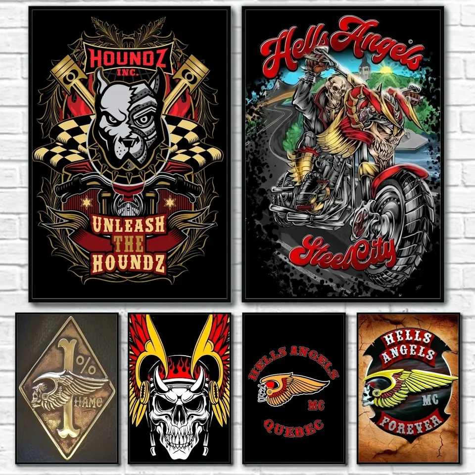 H-Hells A-Angels Moto Cool lebka plagát lepkavá nástenná tlač