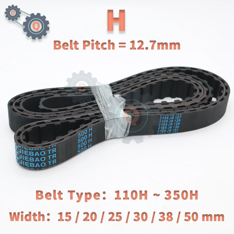 H Model časovacieho pásu 110 H až 350H H Šírka gumového pásu 15/20/20/30/38/50 mm lichobežné zubné pásy 12,7 mm h ZATVORENÝ LOOP BELT