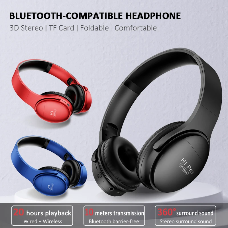 H1 PRO Bluetooth kompatibilné slúchadlá bezdrôtového slúchadla s mikrofónom HIFI stereofónne bt5.0