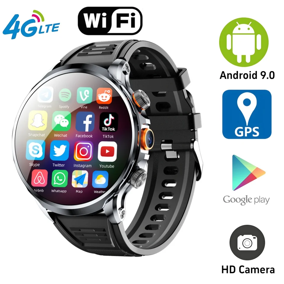 H18 Smart Watch s 1,95 palca IPS 1100 mAh batéria 128 GB ROM 500 W fotoaparát GPS WiFi WiFi Stvrdenie Aplikácie SmartWatch Android 9.0