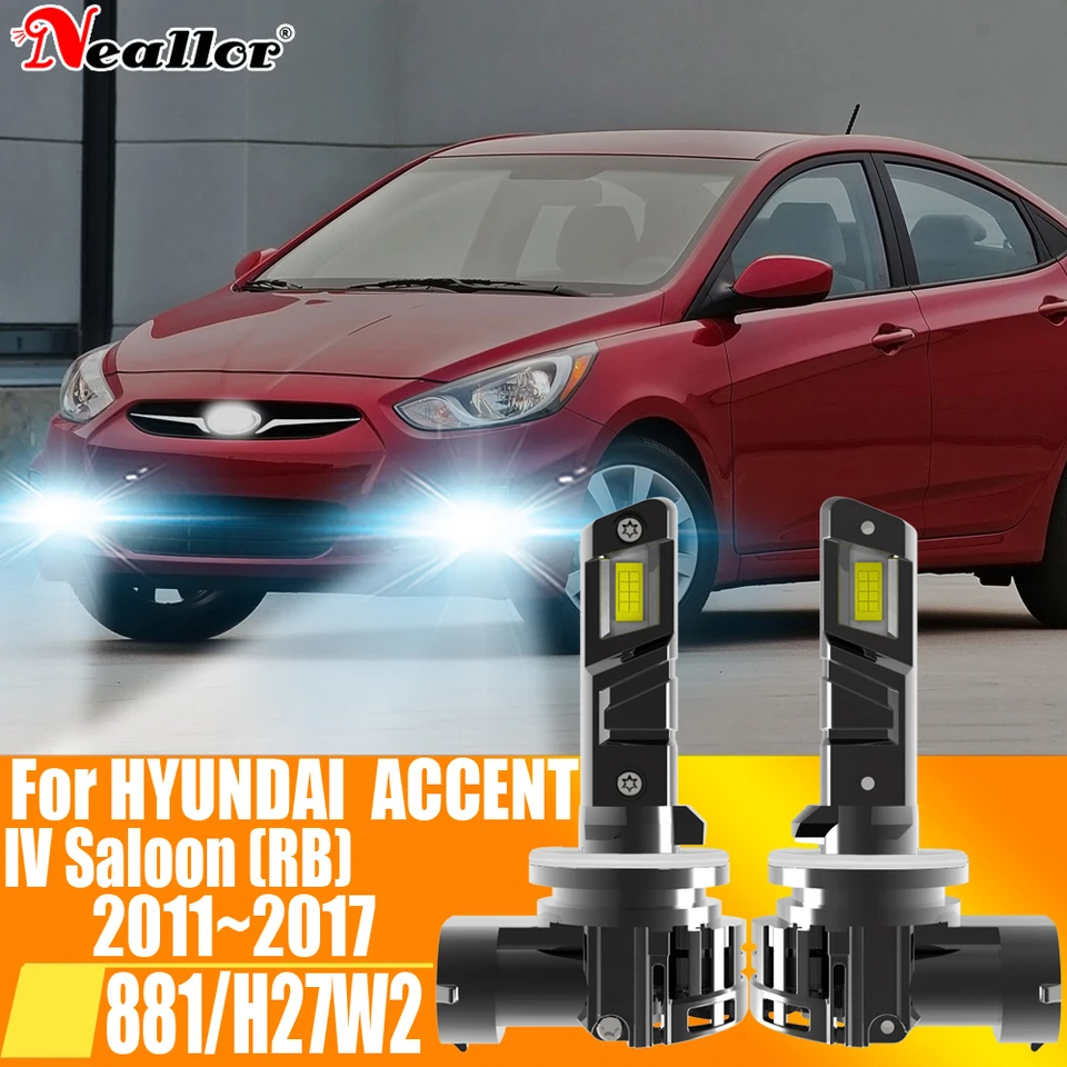 H27W2 881 LED svetlomet Canbus žiadna chyba Autrová žiarovka Vysoký výkon H27 Biela hmlová svetlo Light Light 12V 55W pre Hyundai Accent 2011 ~ 2017