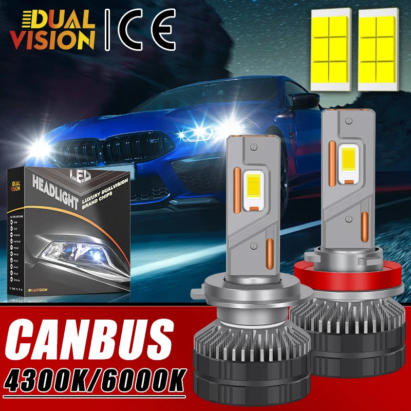 H4 H7 H11 LED CANBUS K5C H1 H8 H9 9005 9006 HB3 HB4 9012 HIR2 LED svetlomet Turbo 30000LM 300W Automatická hmlová lampa 6000K 4300K ​​12V 24V